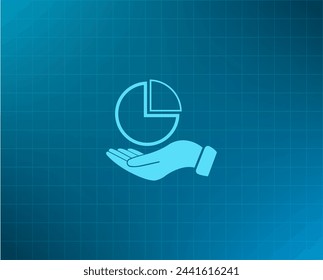 chart icon with hand, vector illustration. Flat design style
