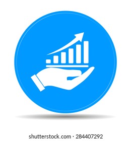 chart icon with hand, vector illustration. Flat design style