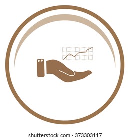 Chart icon with hand, vector illustration.
