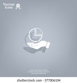 chart icon with hand, vector illustration. Flat design style