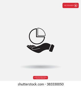 chart icon with hand, vector illustration. Flat design style