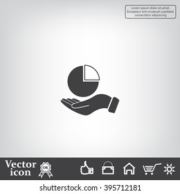 chart icon with hand, vector illustration. Flat design style