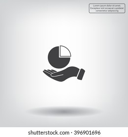 chart icon with hand, vector illustration. Flat design style