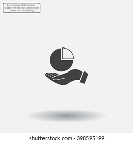 chart icon with hand, vector illustration. Flat design style