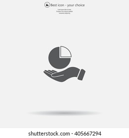 chart icon with hand, vector illustration. Flat design style