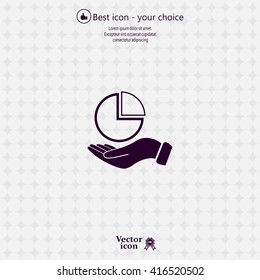 chart icon with hand, vector illustration. Flat design style