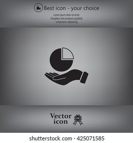 chart icon with hand, vector illustration. Flat design style