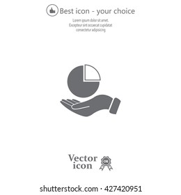 chart icon with hand, vector illustration. Flat design style