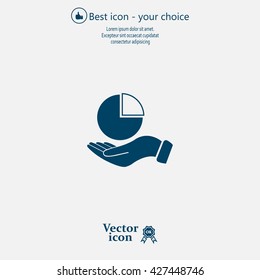 chart icon with hand, vector illustration. Flat design style