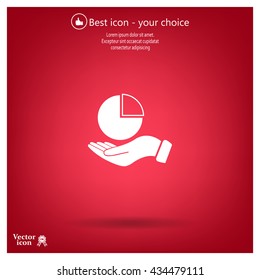 chart icon with hand, vector illustration. Flat design style