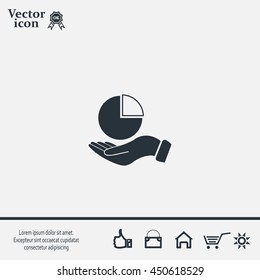 chart icon with hand, vector illustration. Flat design style