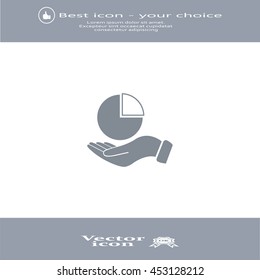 chart icon with hand, vector illustration. Flat design style