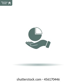chart icon with hand, vector illustration. Flat design style