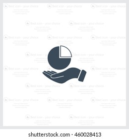 chart icon with hand, vector illustration. Flat design style
