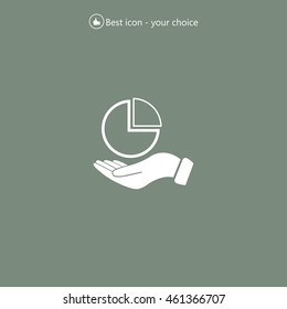 chart icon with hand, vector illustration. Flat design style