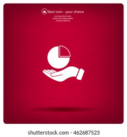 chart icon with hand, vector illustration. Flat design style
