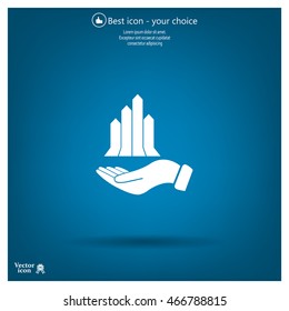 chart icon with hand, vector illustration. Flat design style