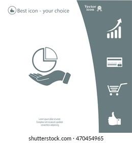 chart icon with hand, vector illustration. Flat design style