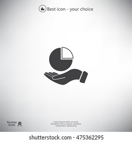 chart icon with hand, vector illustration. Flat design style