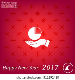 chart icon with hand, vector illustration. Flat design style
