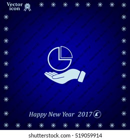 chart icon with hand, vector illustration. Flat design style