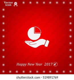 chart icon with hand, vector illustration. Flat design style