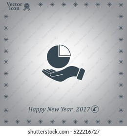 chart icon with hand, vector illustration. Flat design style