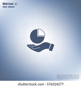 chart icon with hand, vector illustration. Flat design style