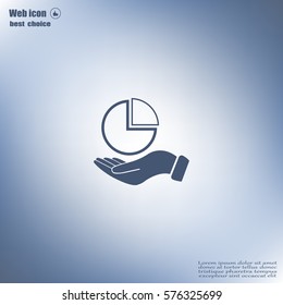 chart icon with hand, vector illustration. Flat design style
