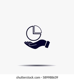 chart icon with hand, vector illustration. Flat design style