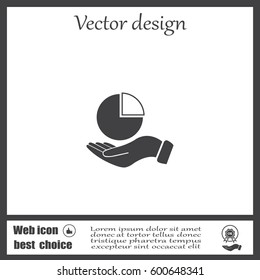 chart icon with hand, vector illustration. Flat design style