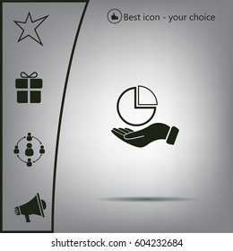 chart icon with hand, vector illustration. Flat design style