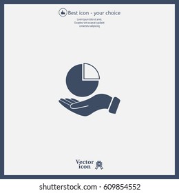 chart icon with hand, vector illustration. Flat design style