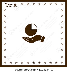 chart icon with hand, vector illustration. Flat design style