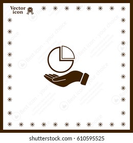 chart icon with hand, vector illustration. Flat design style