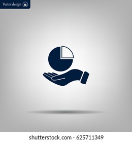 chart icon with hand, vector illustration. Flat design style