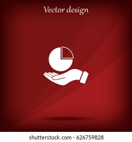 chart icon with hand, vector illustration. Flat design style