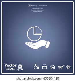 chart icon with hand, vector illustration. Flat design style
