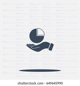 chart icon with hand, vector illustration. Flat design style