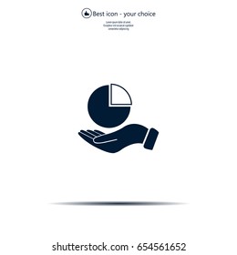 chart icon with hand, vector illustration. Flat design style