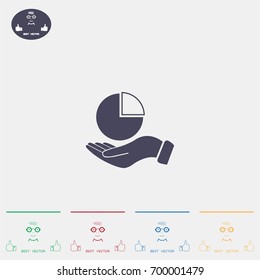 chart icon with hand, vector illustration. Flat design style