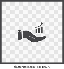 Chart icon with hand vector icon. Isolated illustration. Business picture.