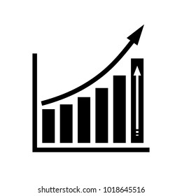 Chart icon. Infographic symbol isolated on white background. Simple growing graph icon in flat style. Vector illustration.