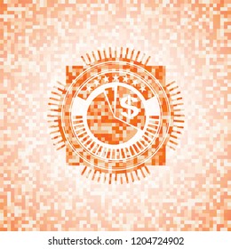 chart icon inside abstract orange mosaic emblem