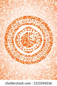 chart icon inside abstract orange mosaic emblem