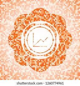 chart icon inside abstract orange mosaic emblem