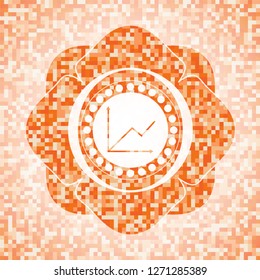 chart icon inside abstract orange mosaic emblem with background