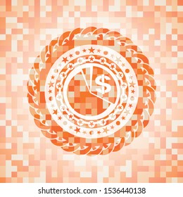 chart icon inside abstract orange mosaic emblem with background