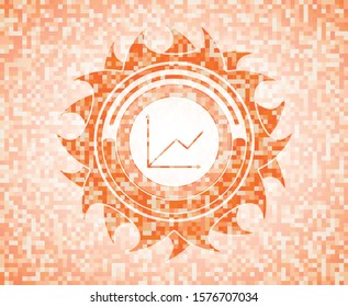chart icon inside abstract orange mosaic emblem with background
