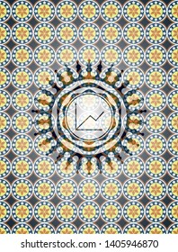 chart icon inside arabesque badge background. arabic decoration.